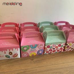 Gift Wrap 12Pcs Candy Box Pink Papaer es Donuts Party Supplies Treats Kids Gifts Bags Baby Shower Girl Birthday Decor 221202