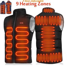 Tactical Vests 9 Places Heated Men Women Usb Jacket Heating Thermal Clothing Hunting Winter Black 221203