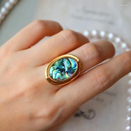 Cluster Rings MIQIAO Woman Double-Sided Rotatable 925 Silver Natural Abalone Shell Jewellery For Women Temperament Index Finger Ring