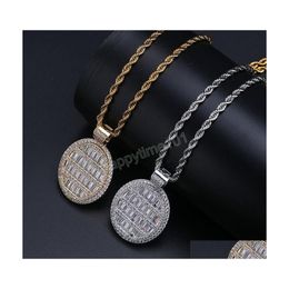 Pendant Necklaces Hip Hop Pendant Necklace For Men Women Luxury Bling Cubic Zirconia Trending Fashion 18K Gold Plated Copper Circle Dhkv4