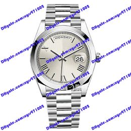 Highquality men's watch 2813 automatic machinery 228206 watch 40mm silver splicing dial Rome time mark luxury wristwatch stainless steel watches folding buckle