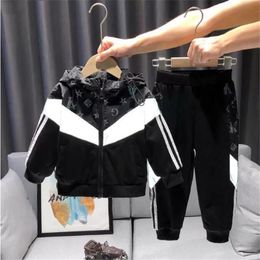 Kids Boys' autumn winter jacket set 100-170CM children teenages hooded coat tops and pants two-piece outfifts reflective tracksuit sports casual Sportswear