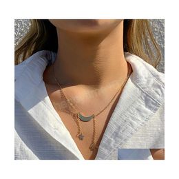 Chokers Minimalism Moon Crescent Star Pendant Choker Necklace For Women Girls Clavicle Chest Thin Chain Jewellery Drop Delivery Neckla Dhsnf