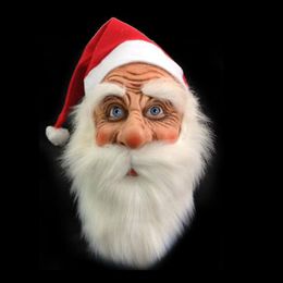 Party Masks Merry Christmas Santa Claus Latex Mask Outdoor Ornamen Cute Costume Masquerade Wig Beard Dress up Xmas 221202