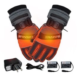 Ski Gloves 2 Free Battery Electric Heating Motocycle Cycling Skiing Heated USB Rechargeable Powered Hand Warmer Glove 221203