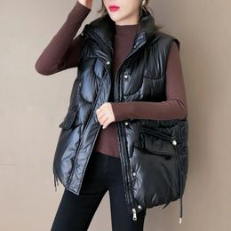 Women's Vests Vests Woman Winter Style Stand Collar Down Cotton Vest Bright Colour Quilted Cotton Jacket Women Sleeveless Jacket Vests 221202