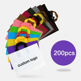 Gift Wrap 200pcs custom Shopping Bag Plastic Clothing Store Personalised Double-sided printing summer deals 221202