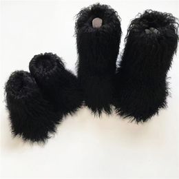 Boots Luxury Fur Women Round Toe Mongolian Shoes Snow 221203