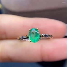 Cluster Rings Jewellery Fashion Silver Emerald Ring Natural Birthday Gift For Young Girl