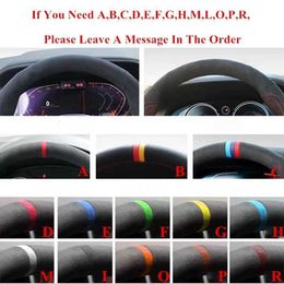 Customised Car Steering Wheel Cover Cowhide Original Steering Wheel Braid For Lada Vesta 2015 2016 2017 2018 2019 Vesta SW