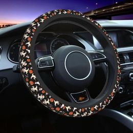 Steering Wheel Covers Cute Halloween Horror Ghost Pumpkin Pattern Cover Protector Universal 14.5-15 Inch Car Accessories