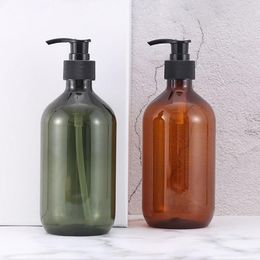 Storage Bottles Large Capacity Amber Shampoo Lotion Press Bottle Empty Shower Gel Container Pressed Pump For Soap 300/500ml