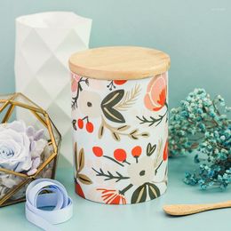 Storage Bottles Colour Pattern Jar Cylindrical Ceramic Tea Caddy With Lid Home Jewellery Cosmetic Candy Snack Box Decoration