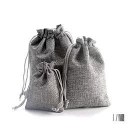 Packing Bags 50Pcs Gift Bag Warp Vintage Style Natural Burlap Linen Jewelry Travel Storage Pouch Mini Candy Jute Packing Bags Christ Dhlwm