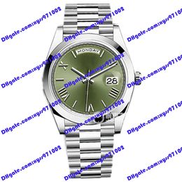 Men's highquality watch 2813 automatic machinery 228206 watch 40mm olive green dial Rome time mark 228238 wristwatch silver stainless steel watches sapphire glass