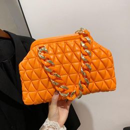 Evening Bags 2023 Luxury Designer Women Handbags And Purse Thick Chain Crossbody Female Orange Yellow Shoulder Tote Clutch