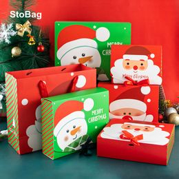 Gift Wrap StoBag 5pcs/10pcs Santa Claus Christmas Box Year Party Candy Chocolate Cookie Packaging Bag Green/Red Kids DIY Favours 221202