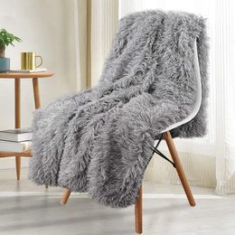 Blankets Thickened Fluffy Blanket Warm winter Bedspread on the bed Stitch plaid sofa cover Double side blankets and throws for Home decor 221203