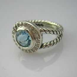 Vintage 925 Sterling Silver 8mm Turquoise Rings for Women Gemstone Ring Brand Jewellery Amethyst Black Onyx Blue Topaz Citrine Ring
