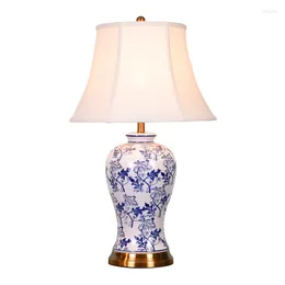 Table Lamps Blue And White Porcelain Lamp Modern European Ceramic Foyer Bedroon Entrance Study Wedding Desk Decor Light 62cm D34