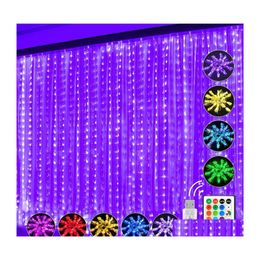 Led Strings 3X 16 Colors Changing Curtain Lights Usb 7 Modes With Remote Fairy Lamp For Bedroom Dorm Window Party Ot0Va