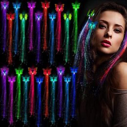 Christmas Decorations 150pcs LED Party Colours Light Up Fibre Optic Hair Barrettes Clip Hairpin Silk Flash Braids Wedding Birthday Gift Bar 221203