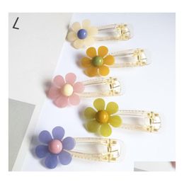 Hair Clips Barrettes Arrivals Colorf Flower Hair Clip For Girls Candy Colour Hairpin Headdress Barrette Ins Fashion Floral Accessor Dhajo