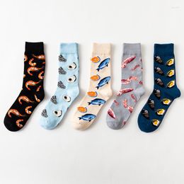 Men's Socks Fashion Colorful For Men Seafood Printed Man Novelty Sports Breathable Male Designer