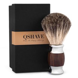 Makeup Tools Qshave Man Pure Badger Hair Shaving Brush Wood 100% for Razor Safety Straight Classic 11.5cm x 5.6cm Grain 221203