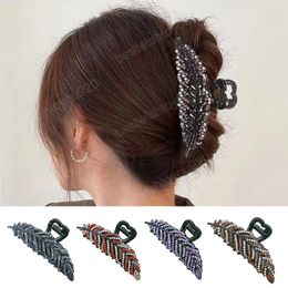 Tree Leaves Rhinestone Hair Clips For Women Crystal Large Clamps Woman Hairpins Hair Accessories