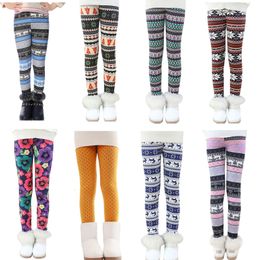 Leggings Tights Winter Warm for Kids Girls Casual High Waist Thick Velvet Plush Stretch Christmas Pants Clothes 221203