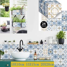 Other Decorative Stickers Moroccan Style Wall Sticker Vintage Art Waterproof Vinyl Peel and Stick Tile Home Decor Kitchen Bathroom DIY Decals 221203