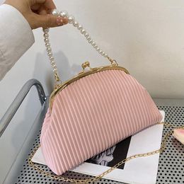 Evening Bags 2022 Brand Women Clip Shell Shoulder Bag Designer Pearl Chain With String Lady Phone Case Envelopes For Party
