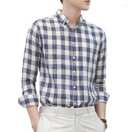 Men's Casual Shirts Quality Fresh Men Plaid Shirt Autumn Long Sleeve Chemise Homme Cotton Male Cheque Button