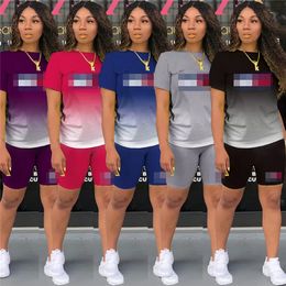 Summer Designer Tracksuits Women Two Piece Set Letter Print Outfits Casual T Shirt Shorts Jogger Sport Suit Fashion O-neck Shirt K232