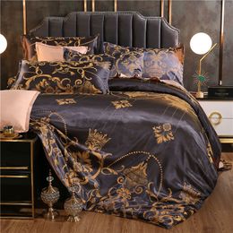 Bedding sets Jacquard Weave Nordic Duvet Cover Set Euro 220x240 King Size Luxury Stain Silk Bed sheets And Pillowcase 221206