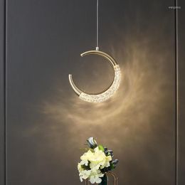 Pendant Lamps 3 Colour Switch Minimalist Moon LED Light AC110V 220V For Living Bedroom Room Chandelier Home Indoor Decorative