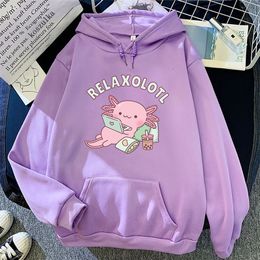 Women's Jackets Axolotl Boba Milk Tea Hoodies Korean Style Women Clothes Kawaii Sweatshirt Vintage Cartoon Graphic Hoodie Harajuku Sudaderas 221201