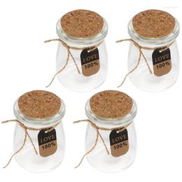 Storage Bottles 10pcs Transparent Jars Glass Bottle 100ML Heat Resistant Milk With Wood Lid Yoghourt Cork