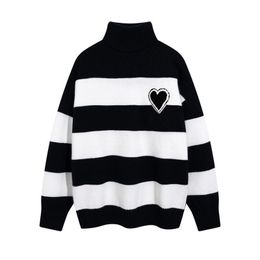 maglione firmato uomo donna striscia in bianco e nero color arcobaleno maglione da donna lavorato a maglia Love A collo alto dolcevita moda lettera vestiti a maniche lunghe Top 20