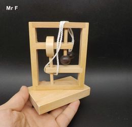 Gracioso rompecabezas 3D IQ Wood Brain Teaser Inteligencia de juego de la mente a través de los juguetes de madera de la cuerda para niños5129670