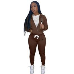 Latest Women Tracksuits 2 Piece Pants Set Active Fall And Winter Clothes Sexy Crop Top Hoodie Sweatpant Outfits Sweatsuits 22 Colours