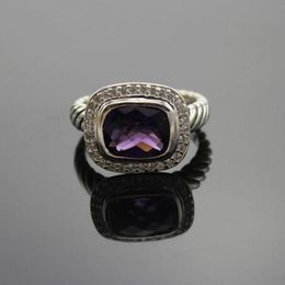 Solid Sterling Silver Jewellery 10x8mm Noblese Ring 925 with Aqua Chalcedony Amethyst Black Onyx Blue Topaz Women Ring