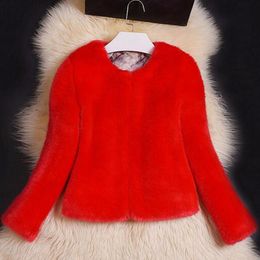 Women's Fur Faux winter coat women faux fur imitation rabbit artificial jacket with plus size over fake 5XL 221202