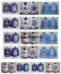 Hockey Jersey Vintage CCM Quebec Nordiques s 21 Peter Forsberg 19 Joe Sakic 13 Mats Sundin 26 Stastny 10 Lafleur 22 Marois Retro