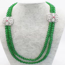 2rows green jade round 8mm necklace wholesale 26-28inch wholesale beads