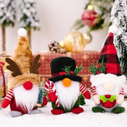 Christmas Decorations Lattice Hat Forest Old Man Faceless Gnome Doll Gifts Xmas Ornaments For Home Antlers Dwarf Rudolph Year 2023