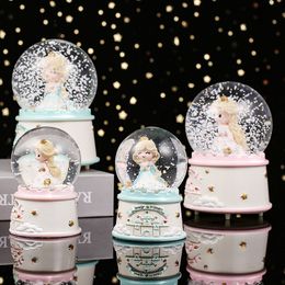 Decorative Objects Figurines Crystal ball dream princess castle music box light snowflake octave lovely girl children s birthday gift 221203
