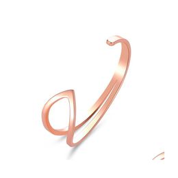 Bangle Designer Exquisite Alloy C Shape Open Bracelets Bangles Rose Gold Sier Colour Metal Simple Jewellery For Women Drop Delivery Dhejz