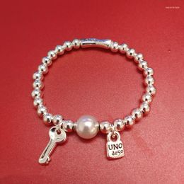 Charm Bracelets Fashion Alloy Pearl Sier Colour Lucky Bead Padlock for Couple Friends Wedding Party Jewellery Christmas Gift